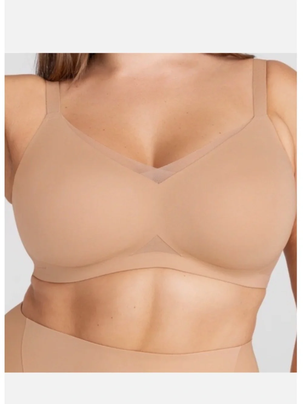 Honeylove Wire Free Cross Over Bra Size XL++ 38F 38G Sand Neutral Tan EUC
